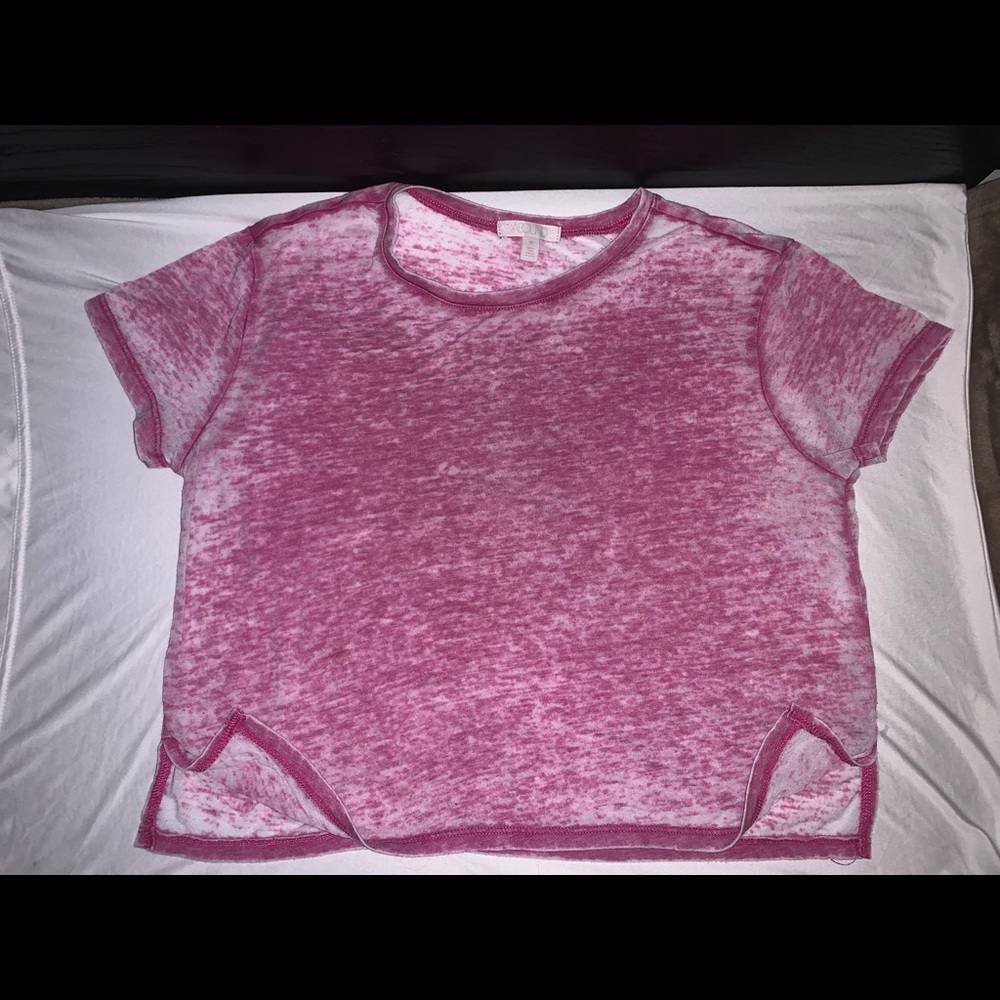 Pink acid washed crop top.